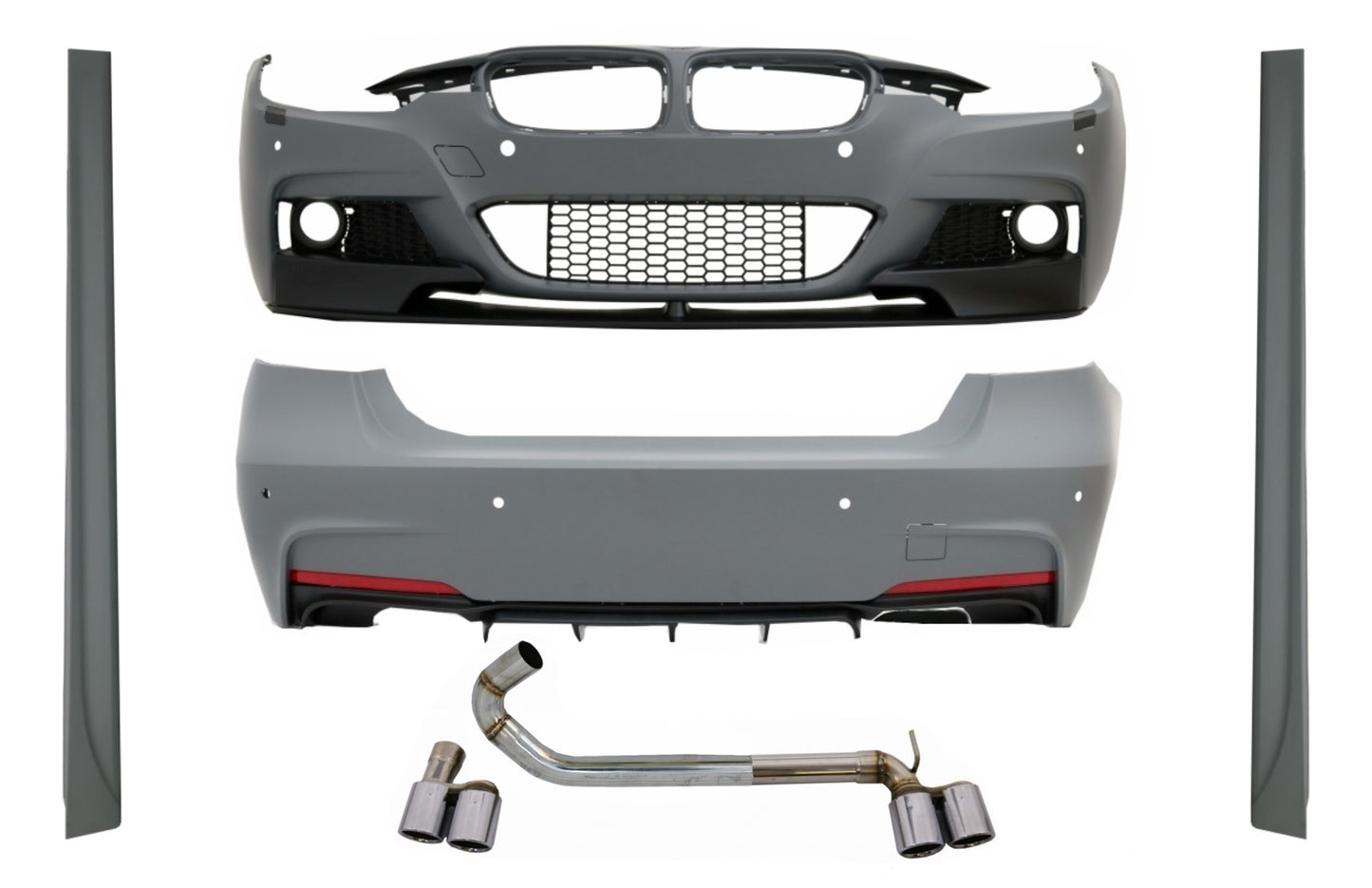 Bodykit für BMW 3 F30 2011-2019 M-Performance Look Doppel-Doppelauspuffanlagen CarPartsTuning