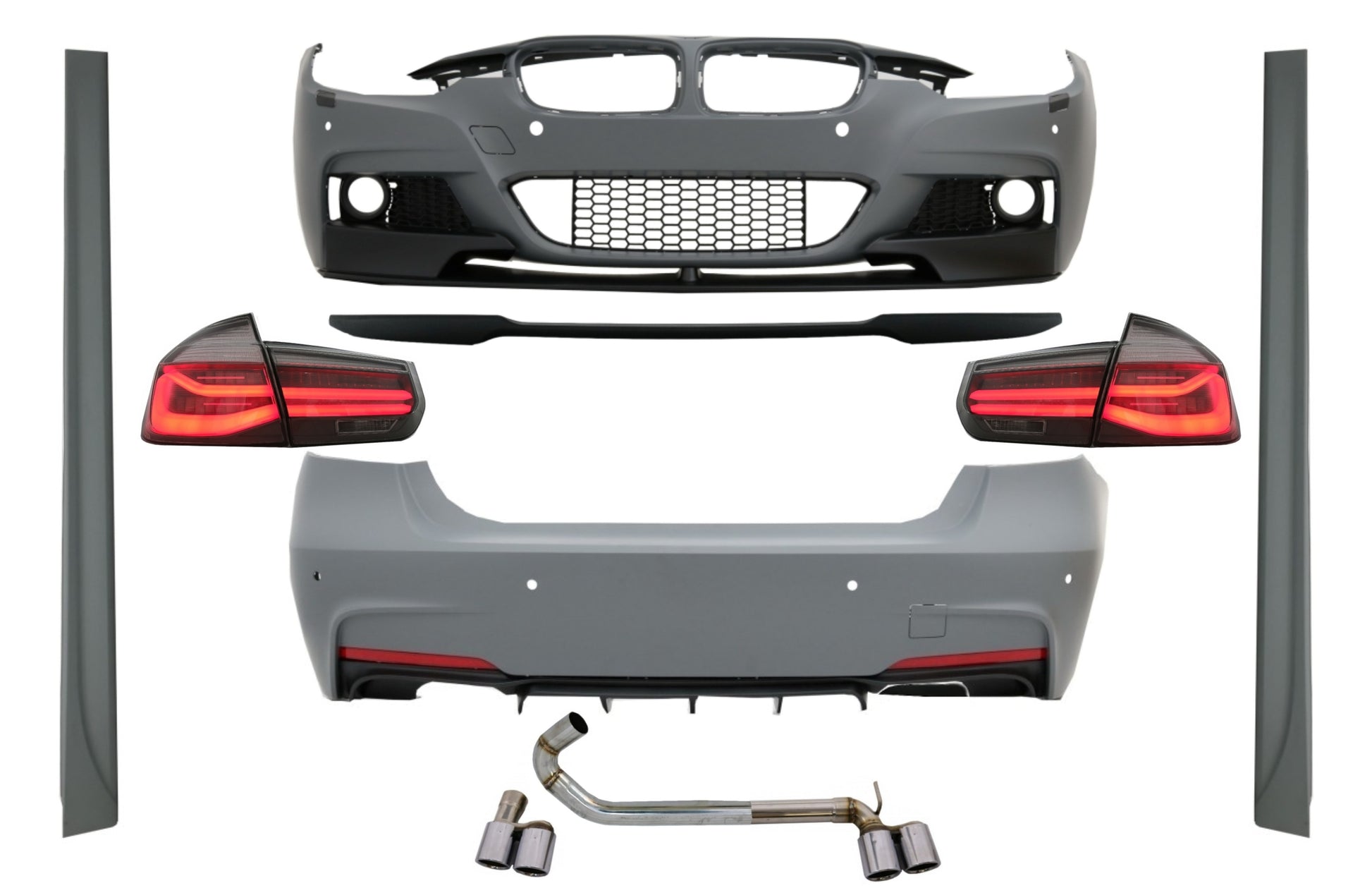 Kit für BMW F30 11-19 M-Perform Look Spoiler LED Rücklichter Dynamisch Rot Rauch CarPartsTuning