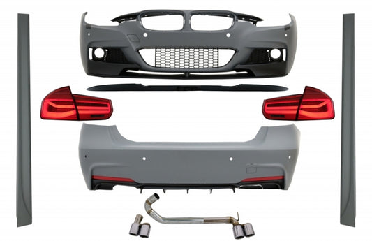 Kit für BMW 3 F30 11-19 M-Perform Look Spoiler Glänzend schwarz LED Rückleuchten CarPartsTuning