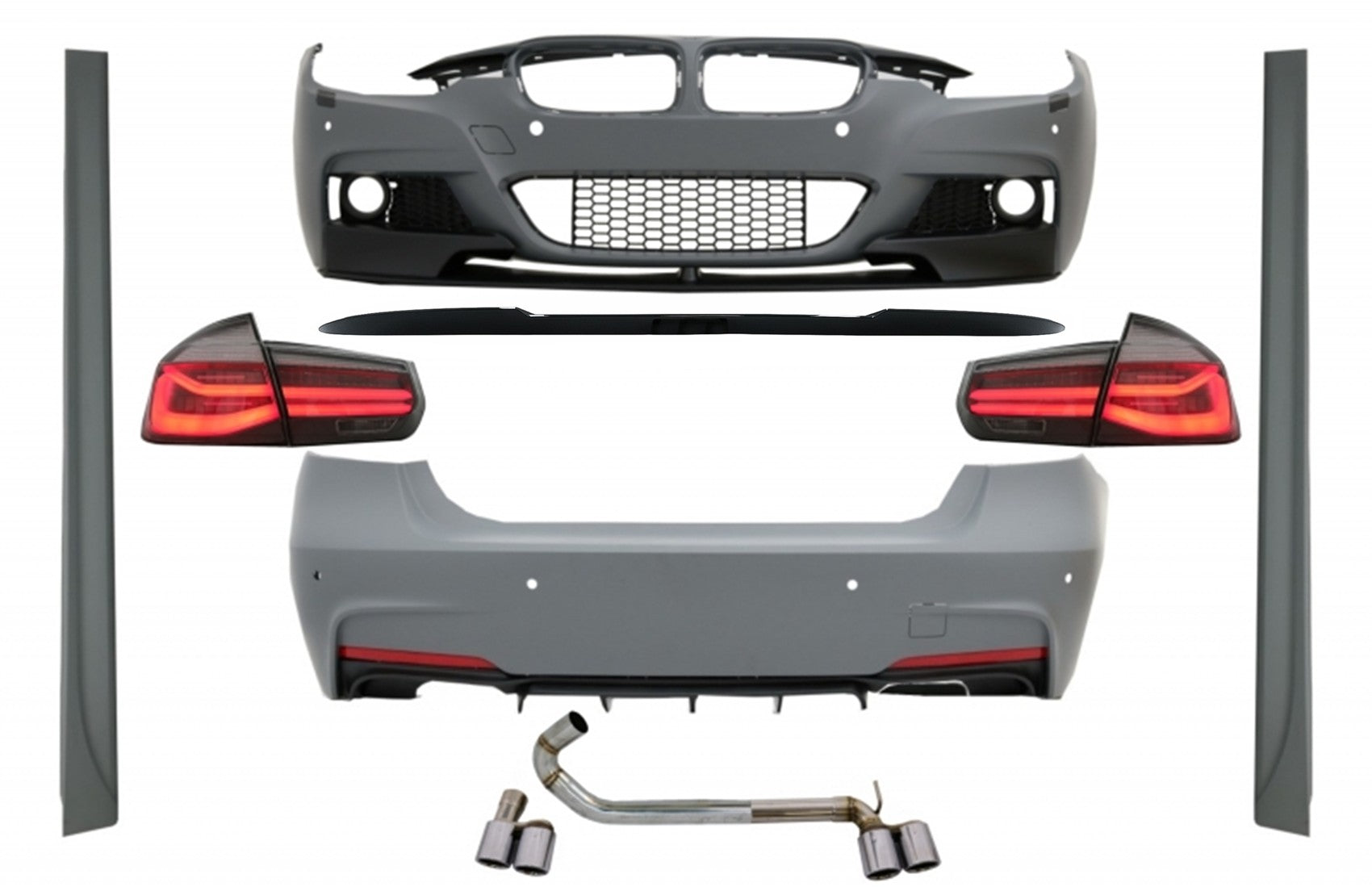 Body Kit für BMW F30 11-19 M-Perform Look Spoiler LED Rücklichter Dynamisch CarPartsTuning