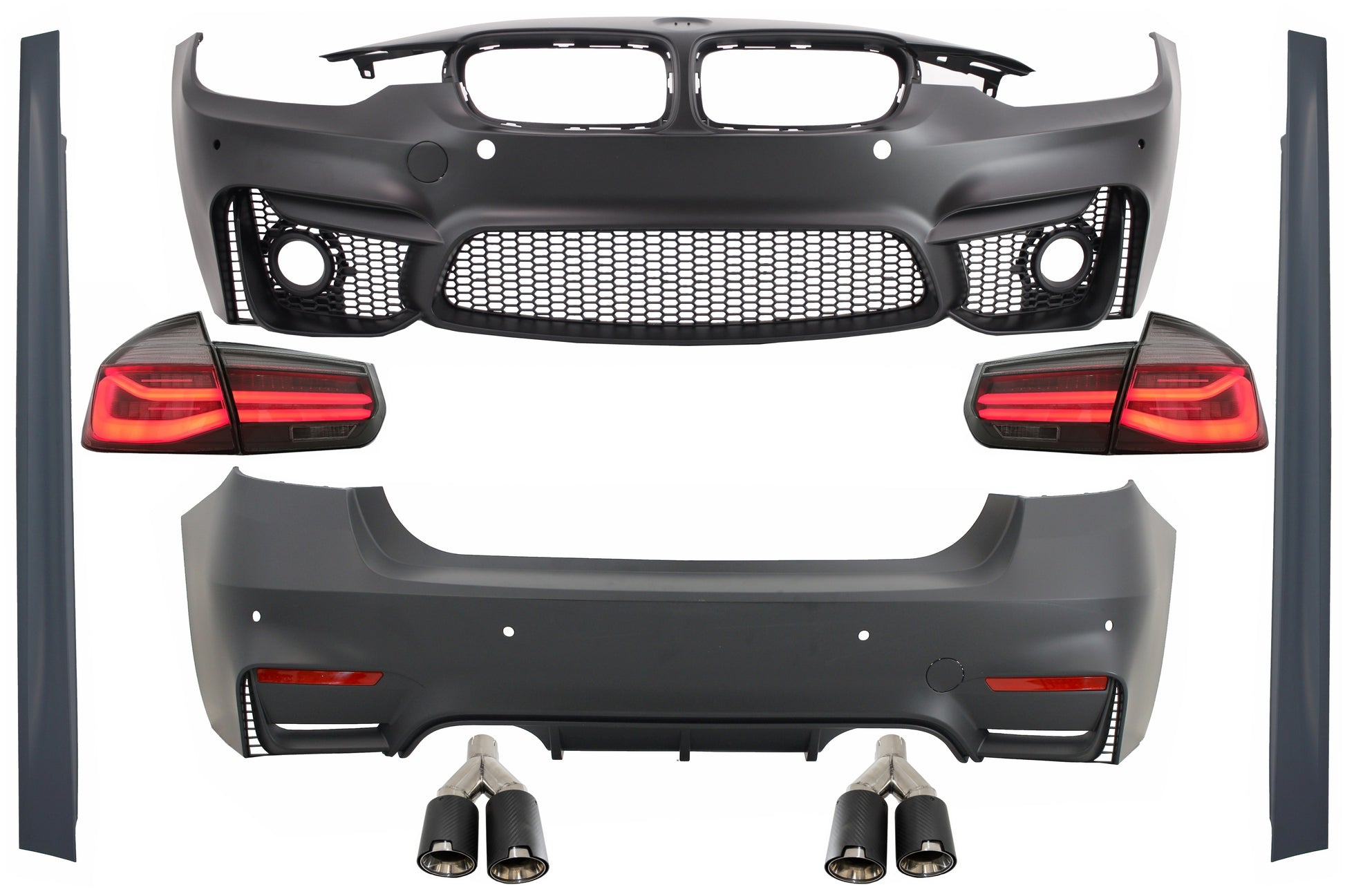 Bodykit für BMW 3 F30 11-19 LED Rücklichter Dynamisch EVO II M3 CS Look Dual Tipps CarPartsTuning