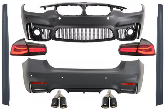 Bodykit für BMW 3 F30 11-19 LED Rücklichter Dynamisch EVO II M3 CS Look Dual Tipps CarPartsTuning
