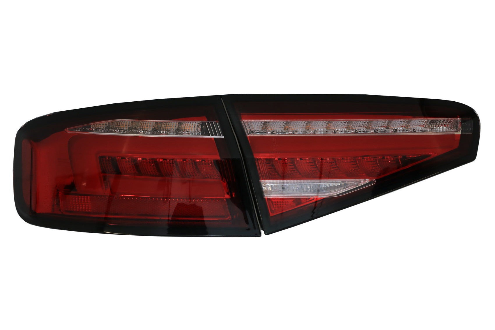 LED-Rücklichter für AUDI A4 B8 12-15 Limousine Rot Weiß Sequentielles Einschaltlicht CarPartsTuning