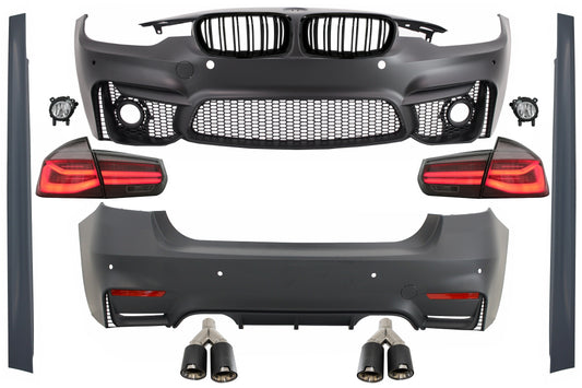 Body Kit für BMW F30 11-19 EVO II M3 M-Power Stoßstange LED Rücklichter Auspuff CarPartsTuning