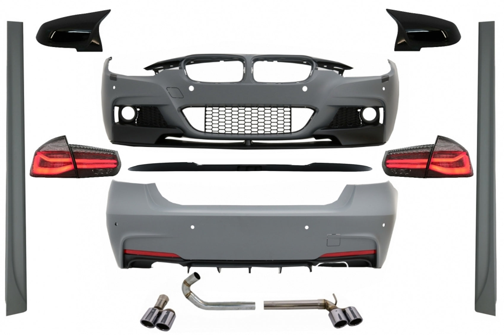 Body Kit für BMW F30 11-19 M-Perform Look Spiegelabdeckungen LED Rücklichter Dynamic CarPartsTuning