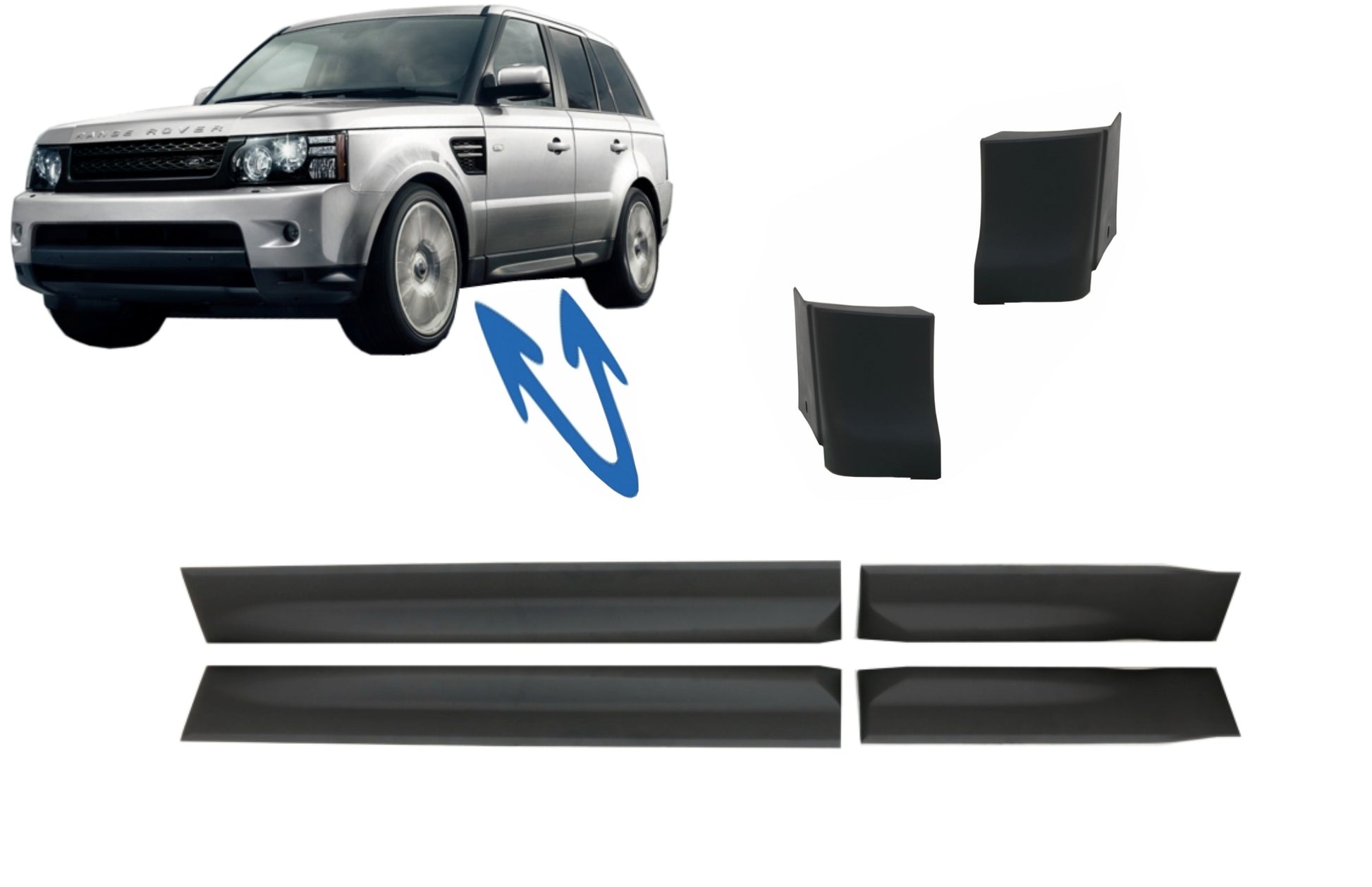 Set Untere Tür Formteile für Land Rover Sport L320 2005-2013 Flügelunterteile CarPartsTuning