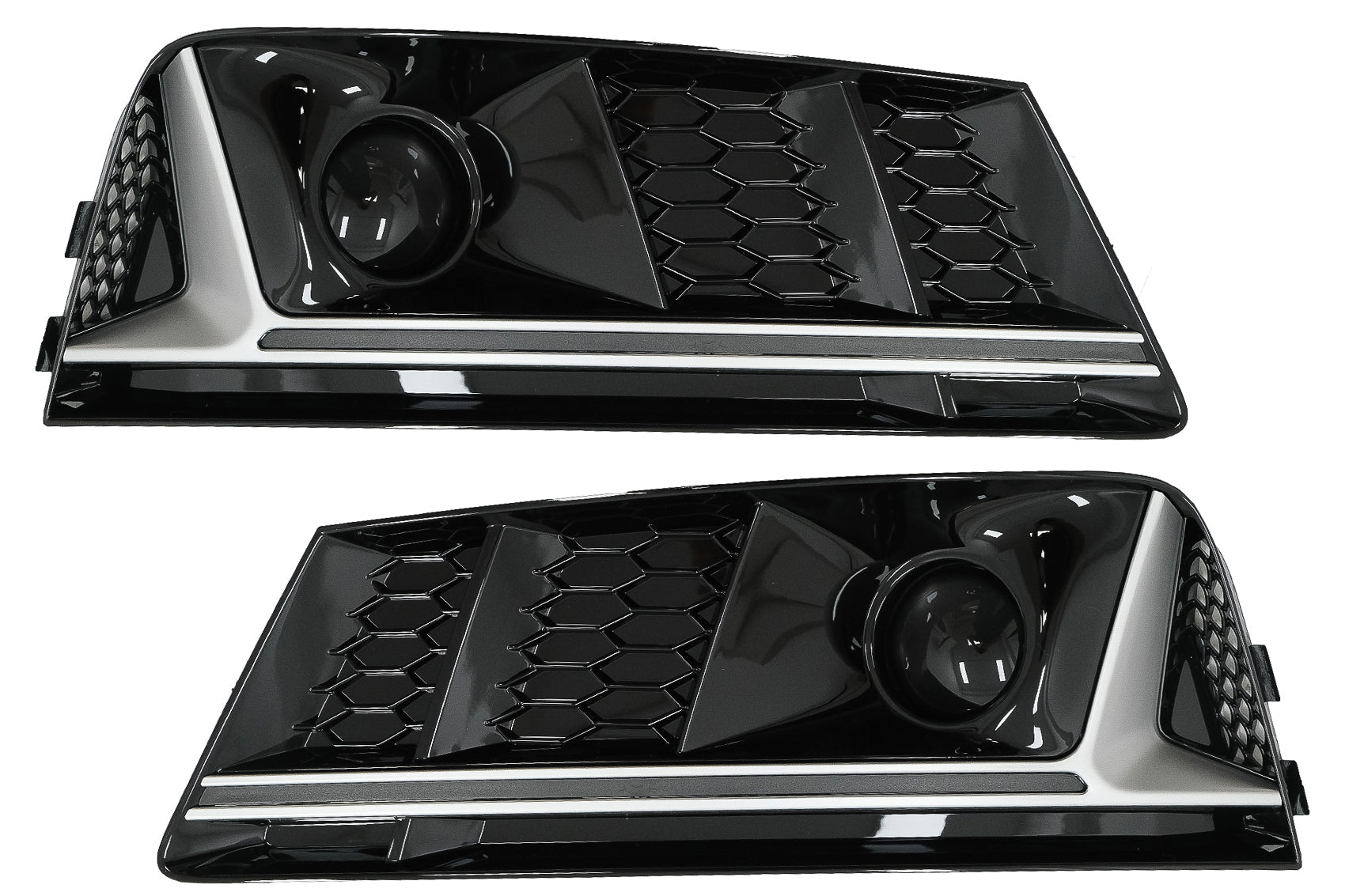 Stoßstangenuntergitter ACC Abdeckungen für Audi A4 B9 2016-2018 RS4 Look Silber CarPartsTuning