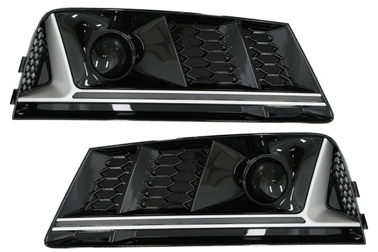 Stoßstangenuntergitter ACC Abdeckungen für Audi A4 B9 2016-2018 RS4 Look Silber CarPartsTuning