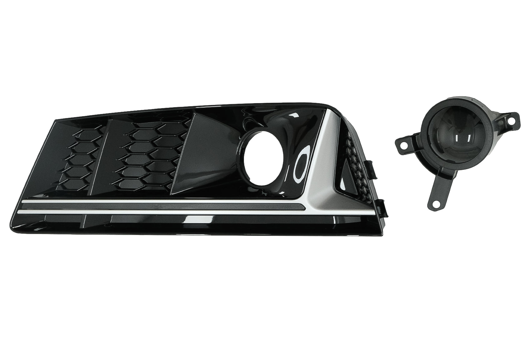 Stoßstangenuntergitter ACC Abdeckungen für Audi A4 B9 2016-2018 RS4 Look Silber CarPartsTuning