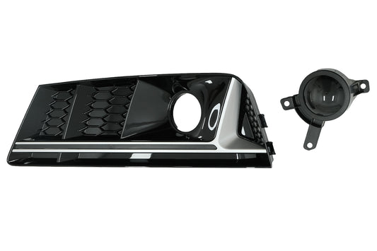 Stoßstangenuntergitter ACC Abdeckungen für Audi A4 B9 2016-2018 RS4 Look Silber CarPartsTuning