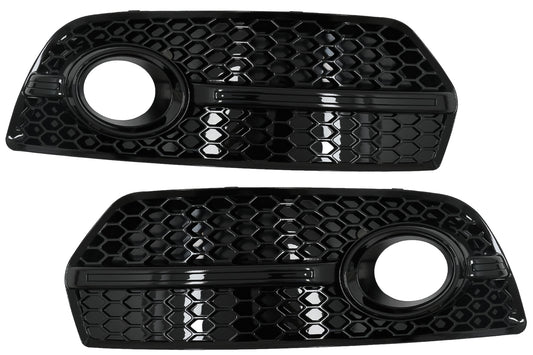 Nebelscheinwerferabdeckungen Seitengitter für Audi Q5 SUV 8R 08-11 RS Design Schwarz CarPartsTuning
