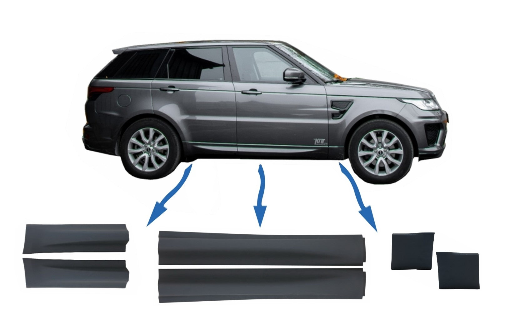 Kit-Paket Vordere/Hintere Untere Türleisten Und Vorderer Unterer Kotflügel Passend Für Land Rover Range Rover Sport L494 (2013) KITT