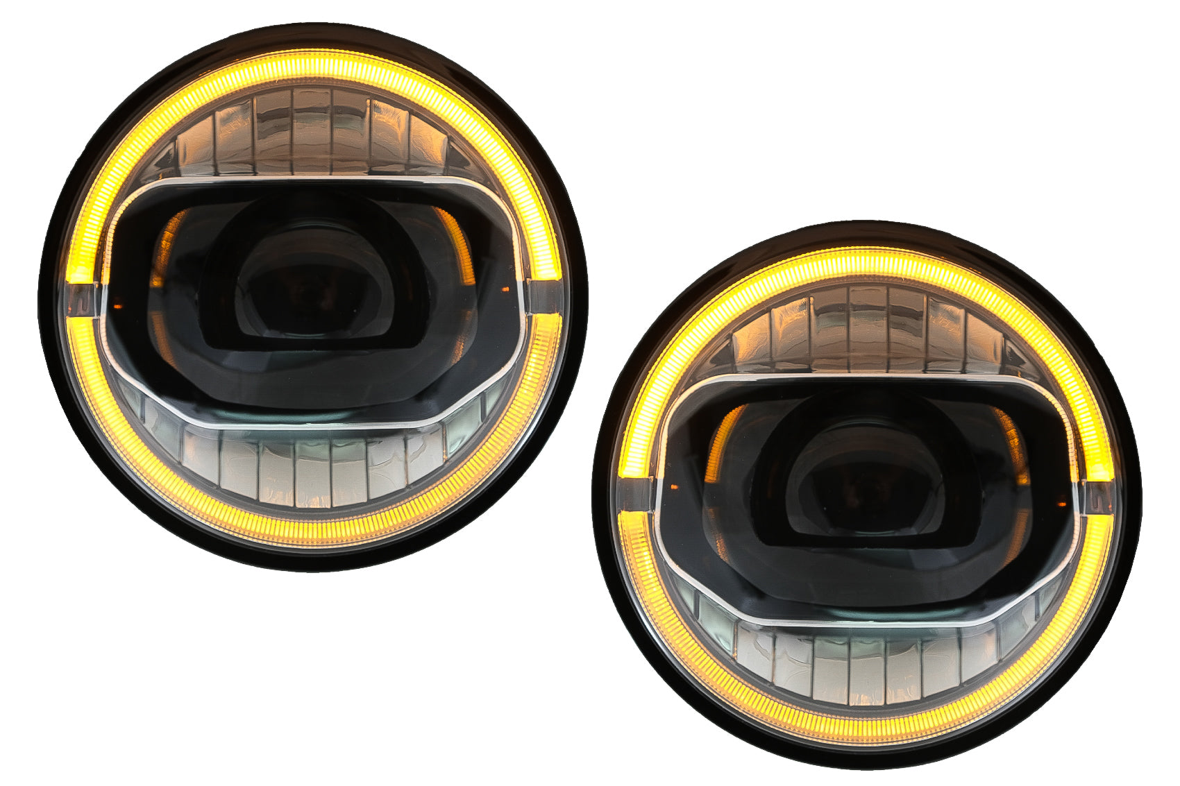 7 Zoll CREE LED-Scheinwerfer DRL Amber für JEEP Wrangler JK 07-17 Umbau auf Modell 2018 CarPartsTuning