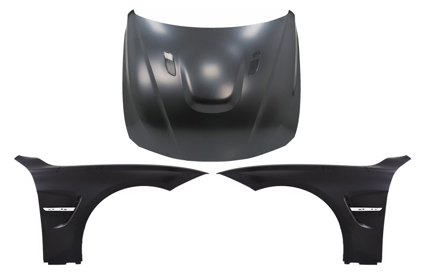 Motorhaube Motorhaube Mit Kotflügel Vorne Schwarz Chrom Passend Für BMW 3er F30 F31 (2011-2019) M3 GTs Look KITT