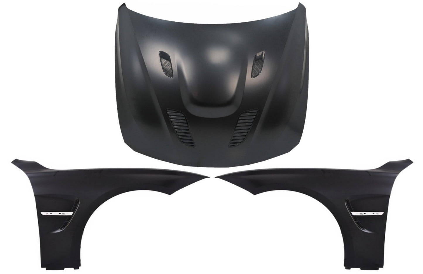 Motorhaube Motorhaube Mit Kotflügel Vorne Schwarz Chrom Passend Für BMW 3er F30 F31 (2011-2019) M3 GTs Look KITT