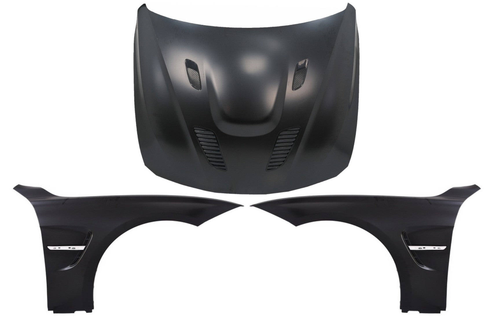 Motorhaube Motorhaube Mit Kotflügel Vorne Schwarz Chrom Passend Für BMW 3er F30 F31 (2011-2019) M3 GTs Look KITT