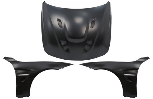Motorhaube für BMW 4 F32 F33 F36 2011-2019 M4 GTS Look Kotflügel Schwarz Chrom CarPartsTuning