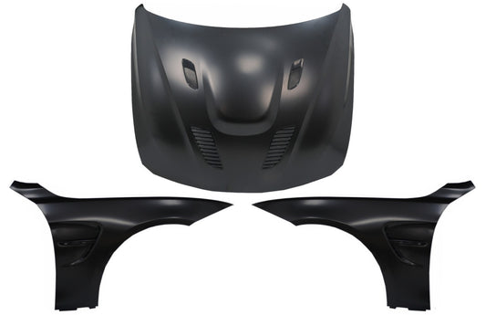 Motorhaube Motorhaube Mit Vorderen Kotflügeln Schwarz Passend Für BMW 4er F32 F33 F36 (2011-2019) M4 GTs Look KITT