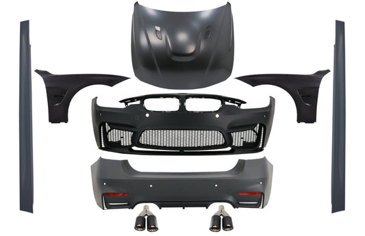 Bodykit für BMW F30 2011-2019 EVO II M3 Look Kotflügel Schwarz Motorhaube Tipps CarPartsTuning