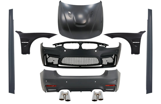 Bodykit für BMW F30 2011-2019 EVO II M3 Look Kotflügel Motorhaube Tipps Chrom CarPartsTuning