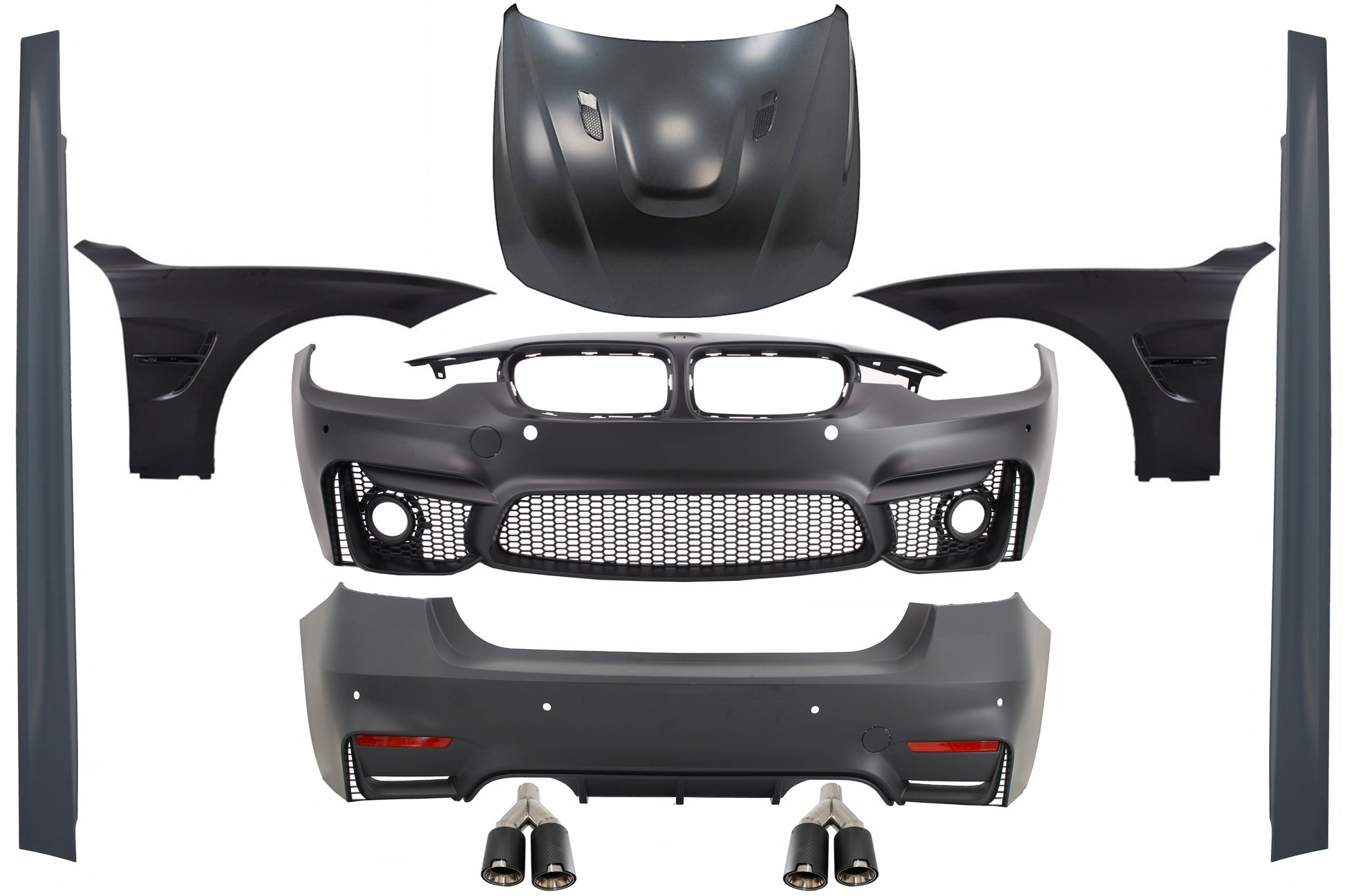 Bodykit für BMW F30 11-19 EVO II M3 CS Look Kotflügel Motorhaube Auspuff CarPartsTuning