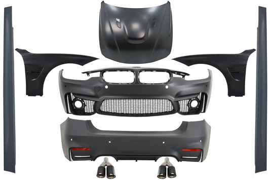 Bodykit für BMW F30 11-19 EVO II M3 CS Look Kotflügel Motorhaube Auspuff CarPartsTuning