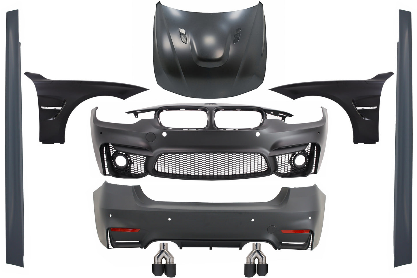 Body Kit für BMW F30 2011-2019 EVO M Look Front-Kotflügel Motorhaube Tipps CarPartsTuning