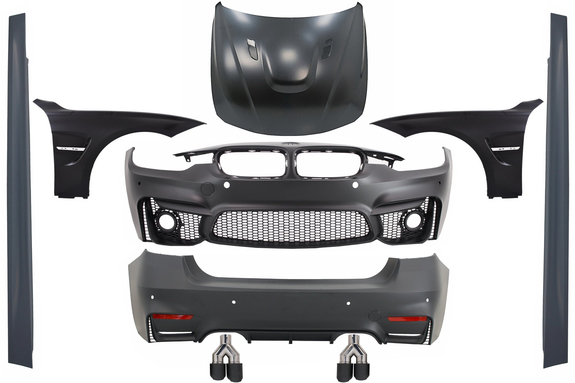 Body Kit für BMW F30 2011-2019 EVO M Look Front-Kotflügel Motorhaube Tipps CarPartsTuning