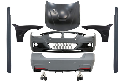 BodyKit für BMW F30 11-19 M Look Tipps Kohlenstoff Kotflügel Schwarz Motorhaube CarPartsTuning