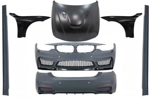 Komplettes Bodykit Passend Für BMW 4er F32 F33 (2013-2017) M4 Design Mit Kotflügel Vorne Schwarz Und Motorhaube KITT Specials