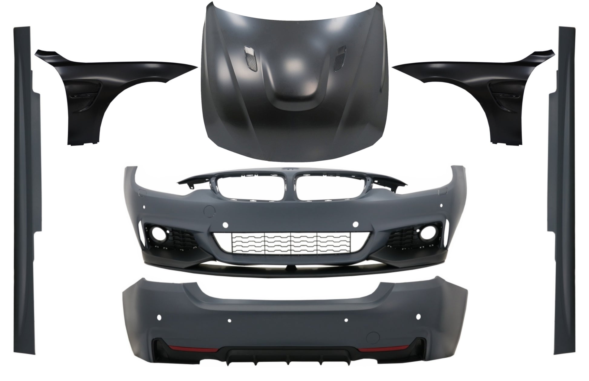 BodyKit für BMW 4 F32 F33 13-17 M-Performance Look Kotflügel Schwarz Motorhaube CarPartsTuning
