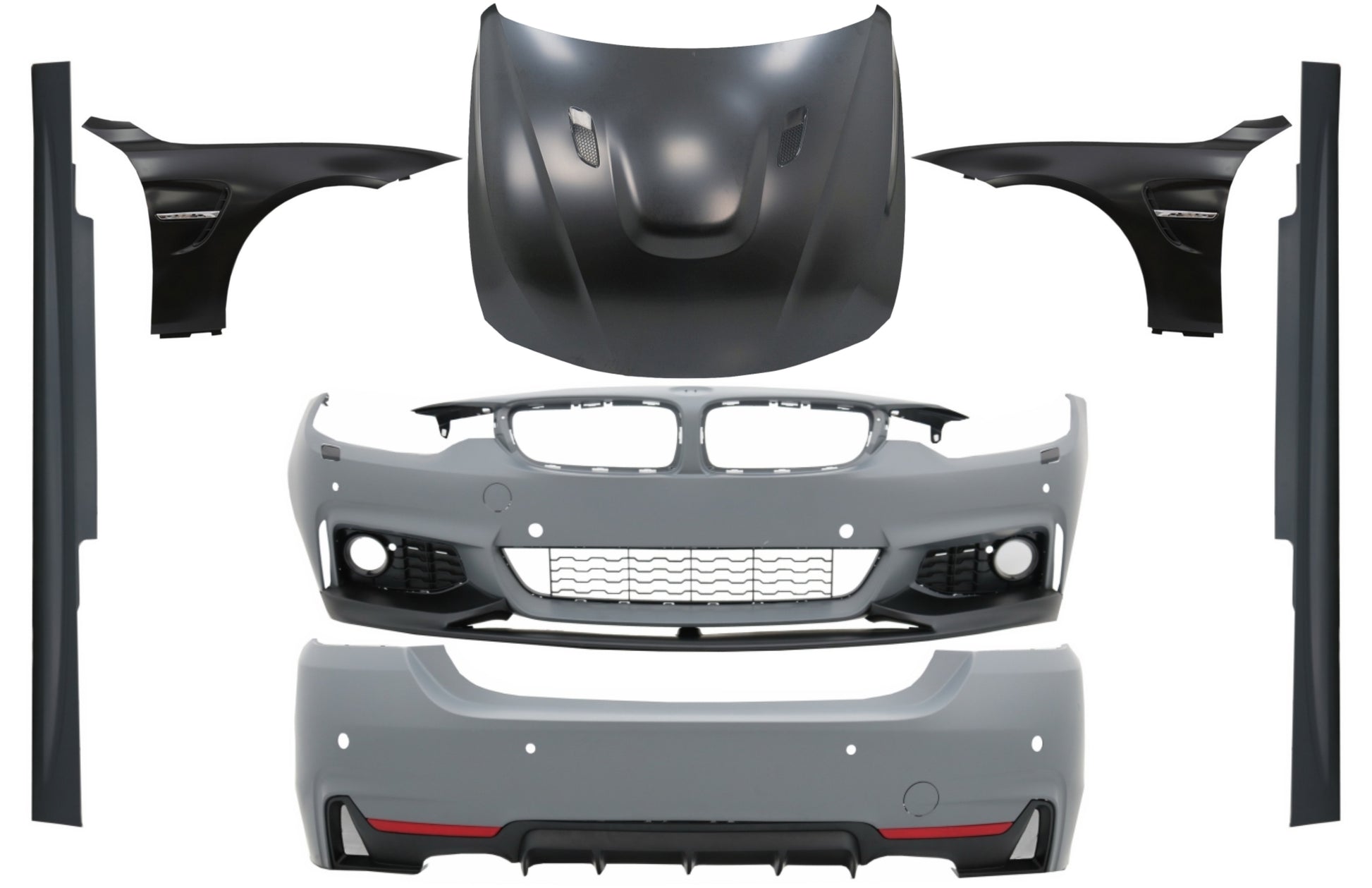 Kit für BMW F32 F33 13-02.17 M-Perform Look Vordere Kotflügel Kapuze Motorhaube CarPartsTuning