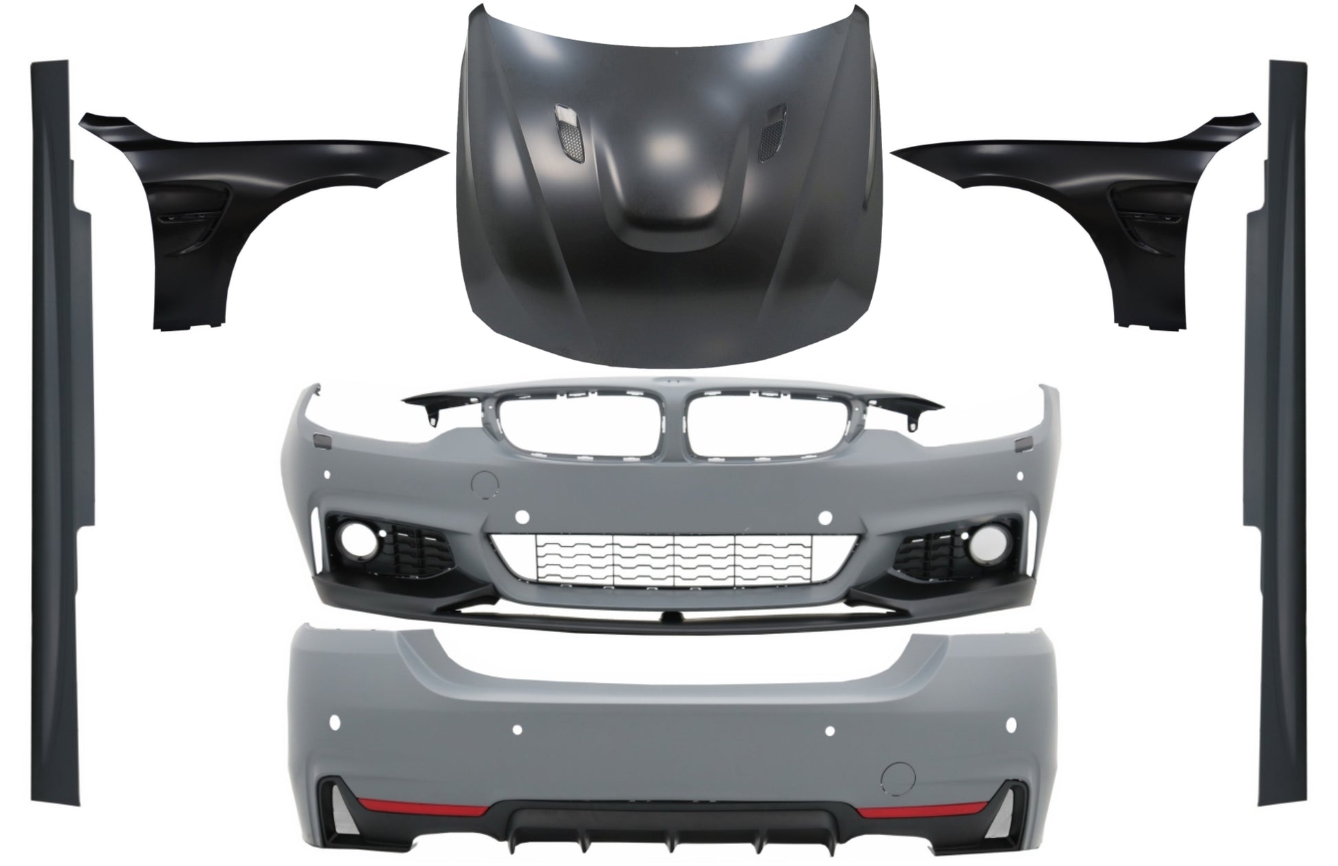 Bodykit für BMW F32 F33 13-02.17 M-Performance Look Motorhaube Kotflügel Schwarz CarPartsTuning