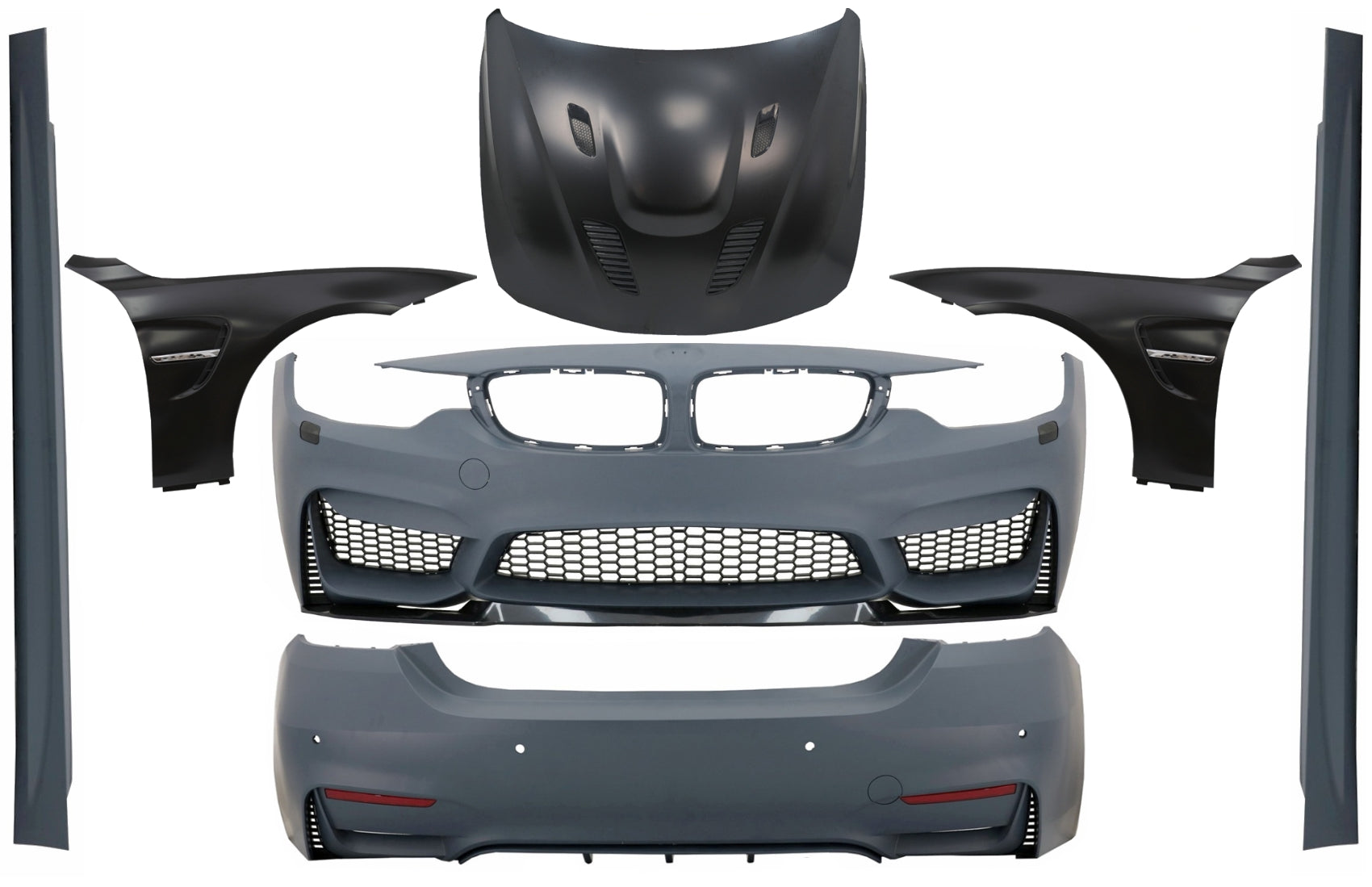 Bodykit für BMW F32 F33 2013-02.2017 M4 Look Motorhaube Vordere Kotflügel Chrom CarPartsTuning