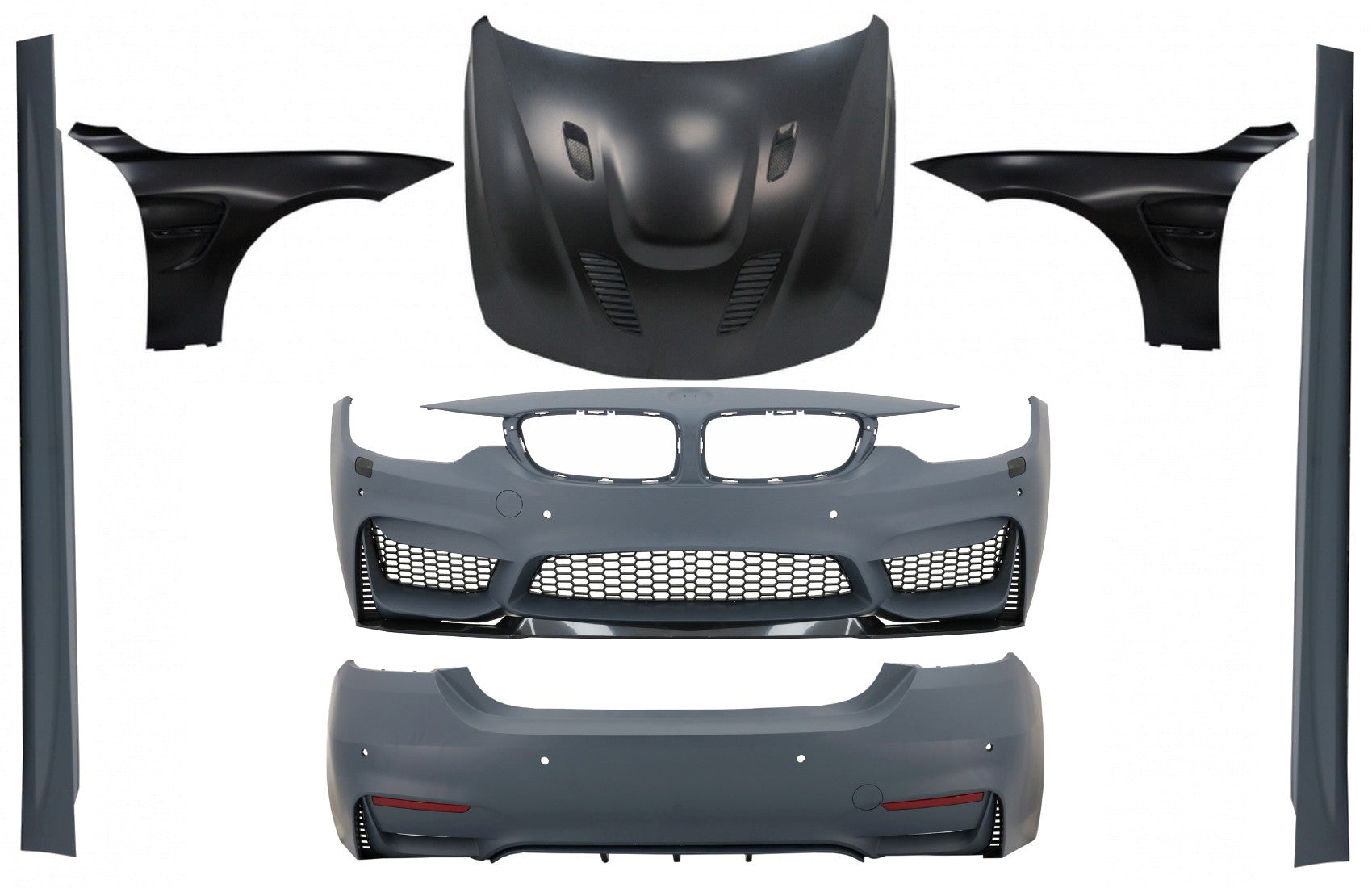 Komplettes Bodykit Passend Für BMW 4er F32 F33 (2013-02.2017) M4 Design Mit Motorhaube Und FrontKotflügeln Schwarz KITT Specials