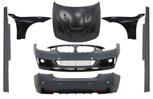 Kit für BMW 4 F32 F33 13-02.17 M-Performance Look Kotflügel Schwarz & Motorhaube CarPartsTuning