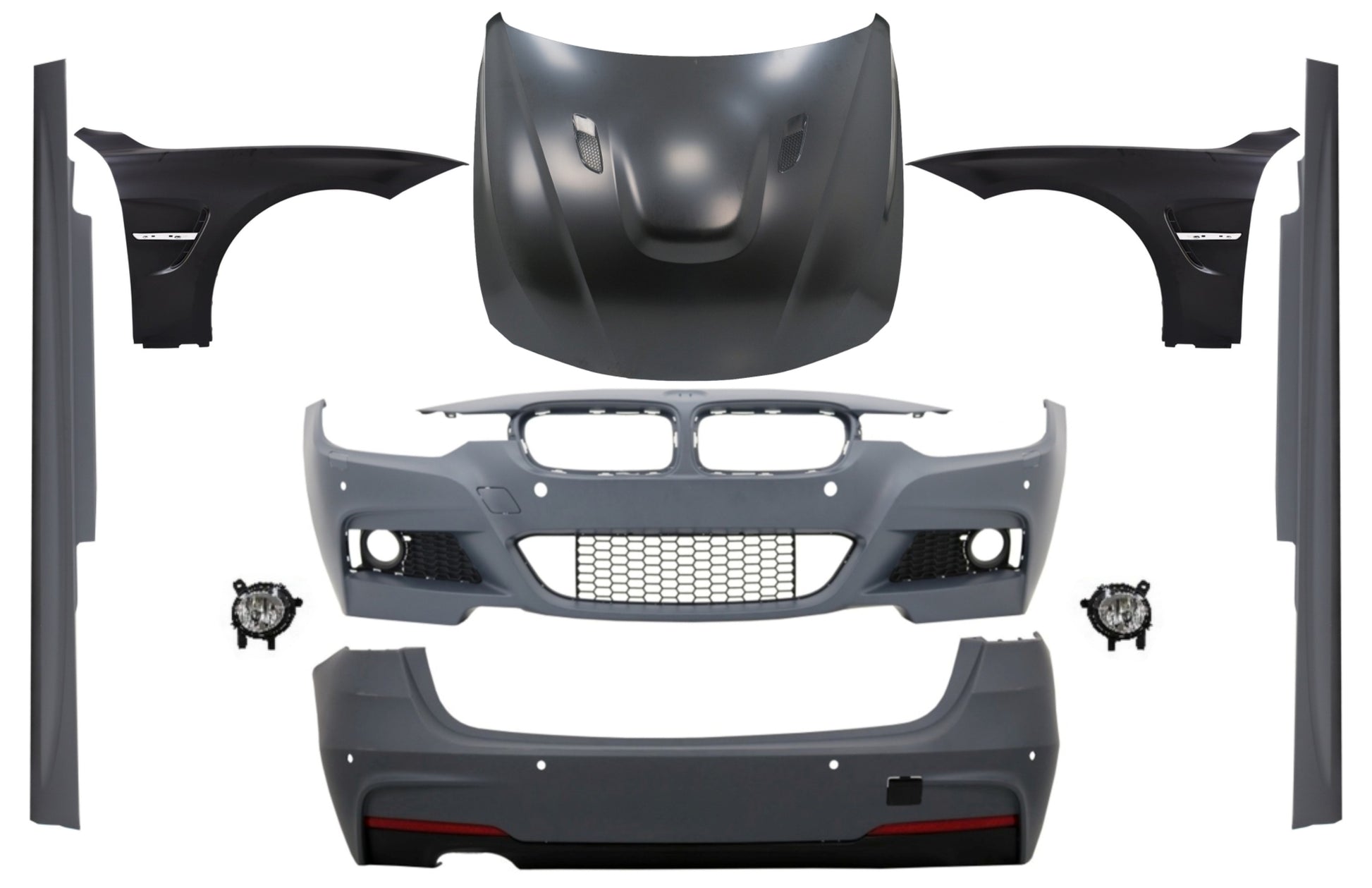 Bodykit für BMW 3 F31 11-19 M-Technik Look Vordere Kotflügel Chrom Motorhaube CarPartsTuning