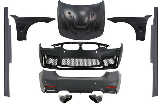 Kit für BMW F30 11-19 EVO II M3 CS Look Kotflügel Motorhaube Tipps Kohlenstoff CarPartsTuning