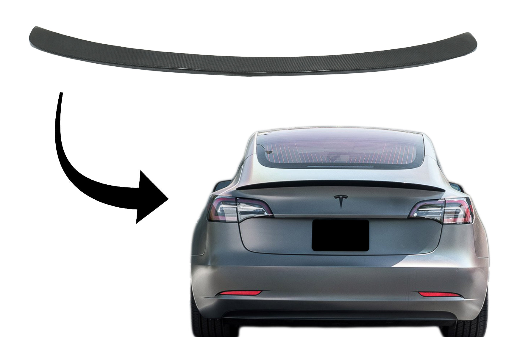 Kofferraumspoiler für Tesla Model 3 2017+ Echter Kohlenstoff Aerodynamic CarPartsTuning