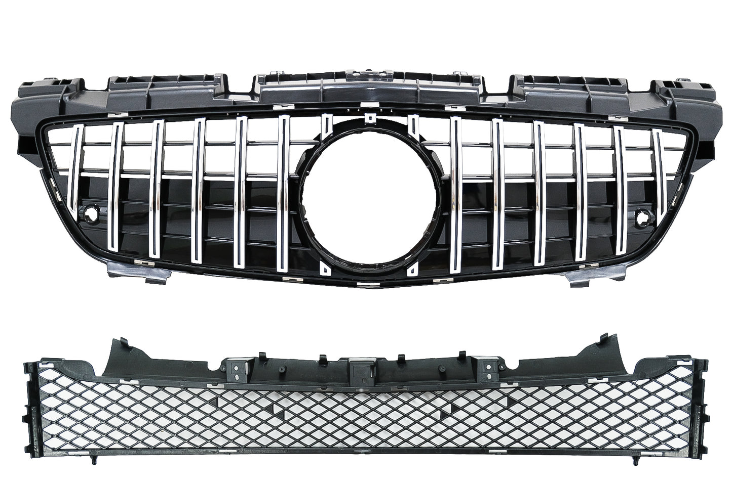 Vorderseite & Unteres Gitter für Mercedes SLK R172 11-15 GT-R Panamericana Look Chrom CarPartsTuning