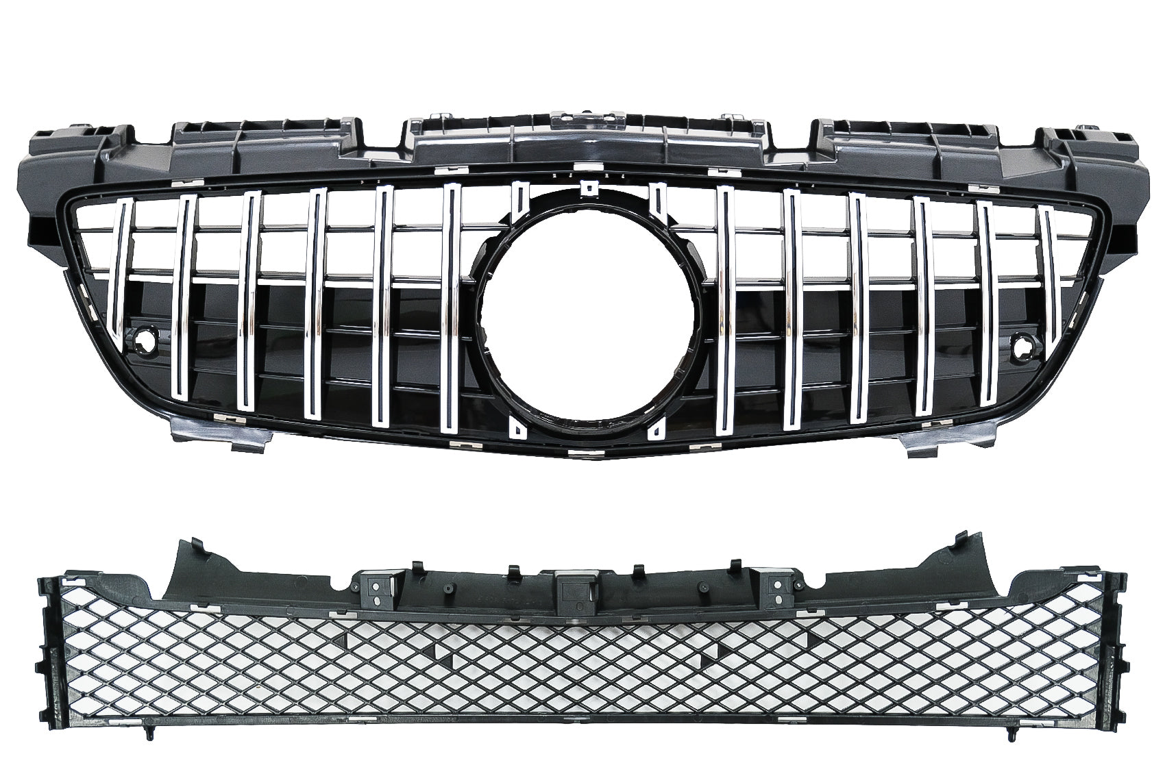 Vorderseite & Unteres Gitter für Mercedes SLK R172 11-15 GT-R Panamericana Look Chrom CarPartsTuning