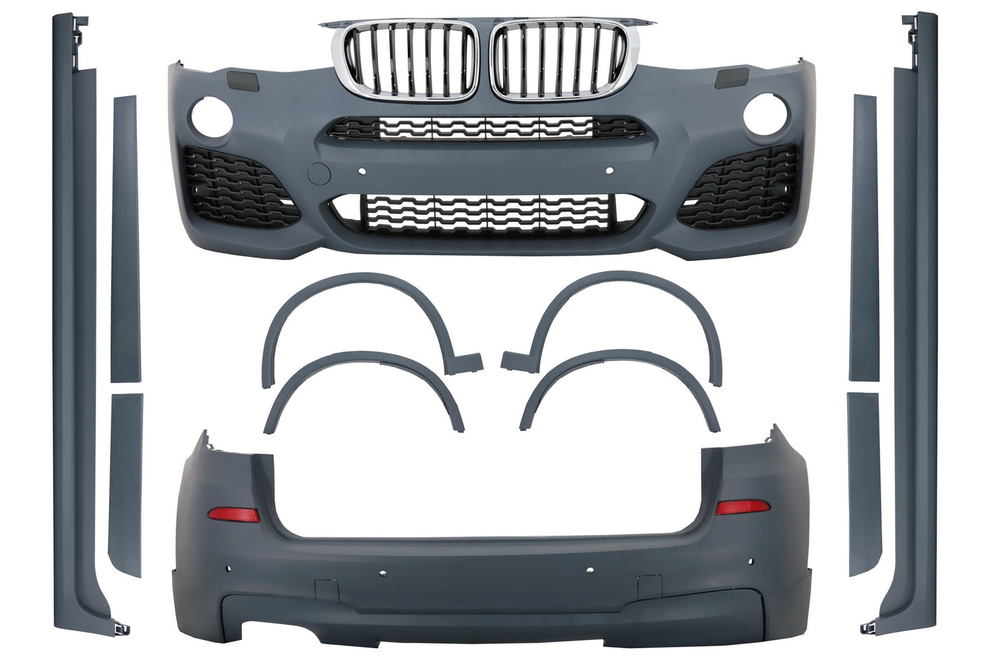 Komplett Bodykit für BMW X3 F25 LCI 2014-2017 M-Look Gitter Schwarz Silber CarPartsTuning