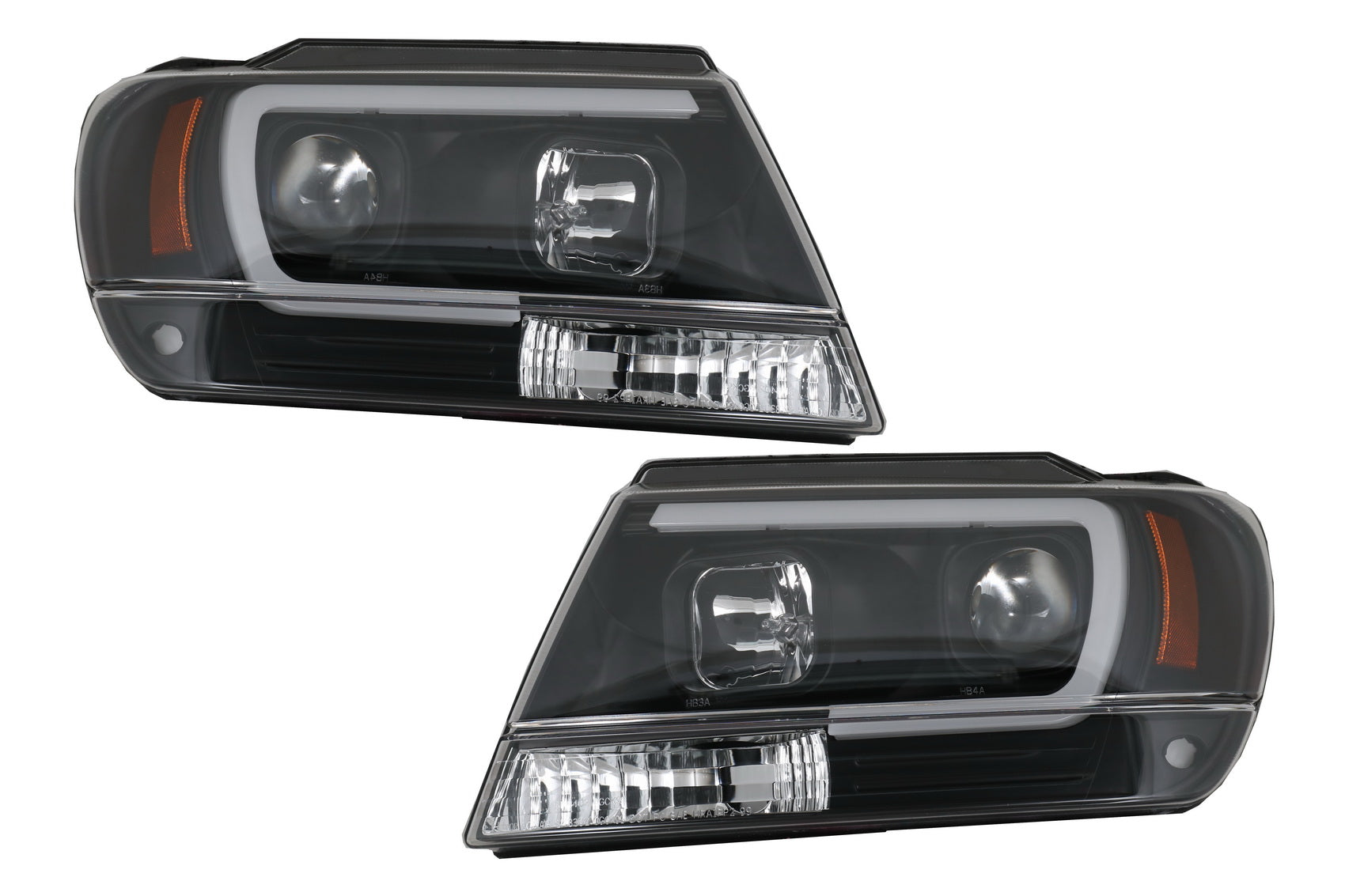 LED-Scheinwerfer Passend Für Jeep Grand Cherokee (1999-2004) Röhrenlicht Schwarz KITT Lightning