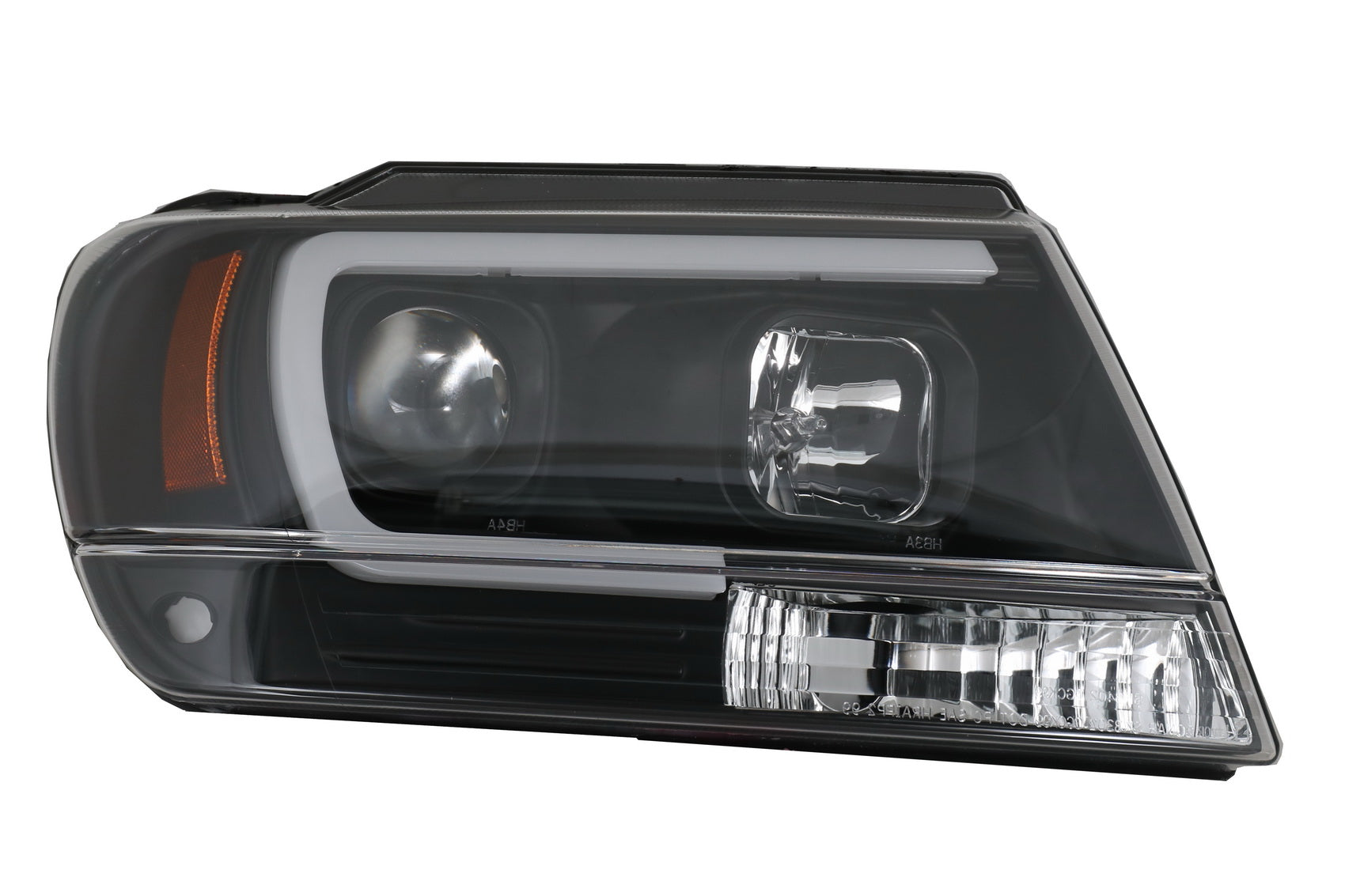 LED-Scheinwerfer Passend Für Jeep Grand Cherokee (1999-2004) Röhrenlicht Schwarz KITT Lightning