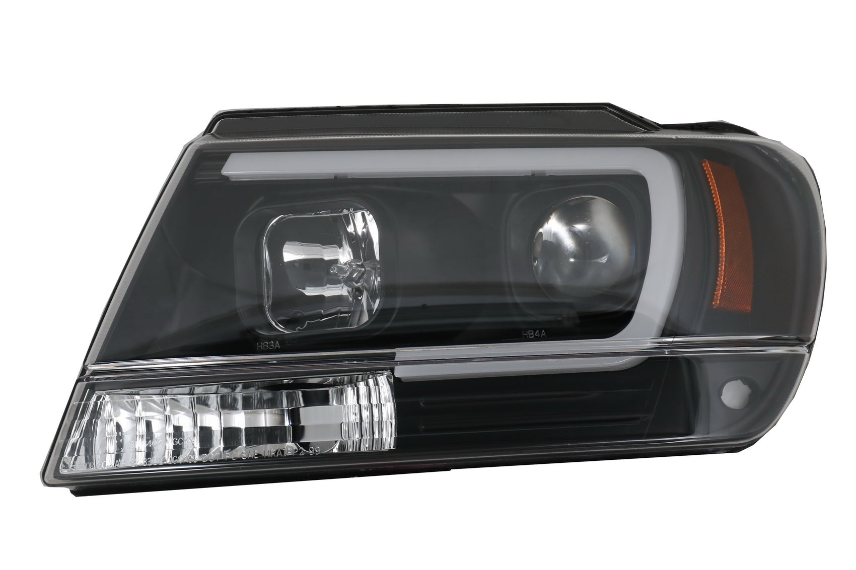 LED-Scheinwerfer Passend Für Jeep Grand Cherokee (1999-2004) Röhrenlicht Schwarz KITT Lightning