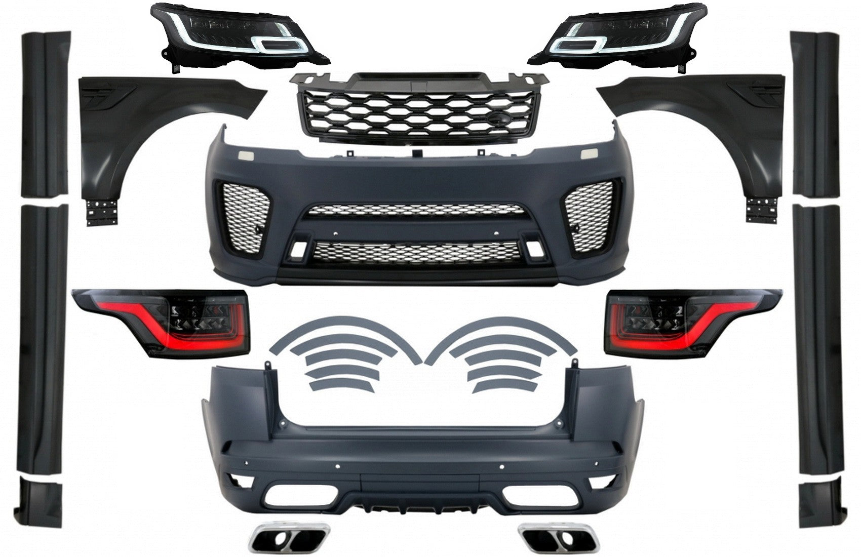 Bodykit LED Scheinwerfer Rücklichter für Sport L494 13-17 Umwandlung 19 SVR Look Carpartstuning Austria