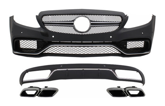 Frontstoßstange Diffusor Tipps Chrom für Mercedes C W205 S205 2014-2018 C63 Look CarPartsTuning