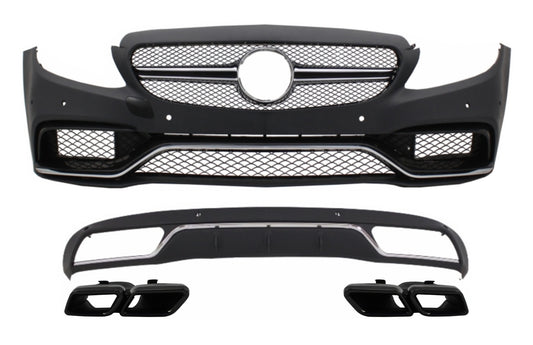 Frontstoßstange Diffusor Tipps Schwarz für Mercedes C W205 S205 14-18 C63 Look CarPartsTuning