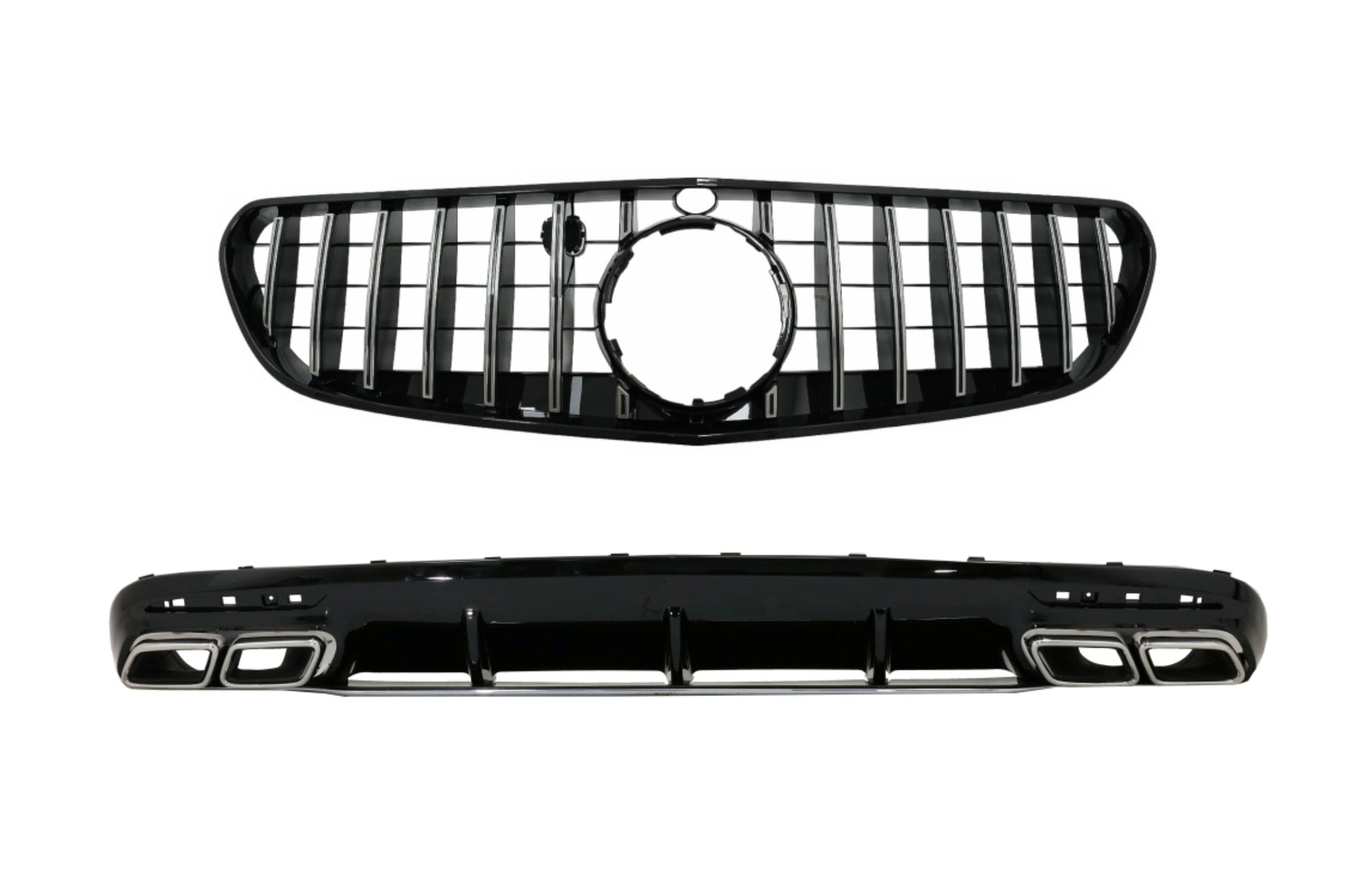 Diffusor für Mercedes S C217 Coupé 2018-2020 S63 GT-R Look Chrom Tipps Gitter CarPartsTuning