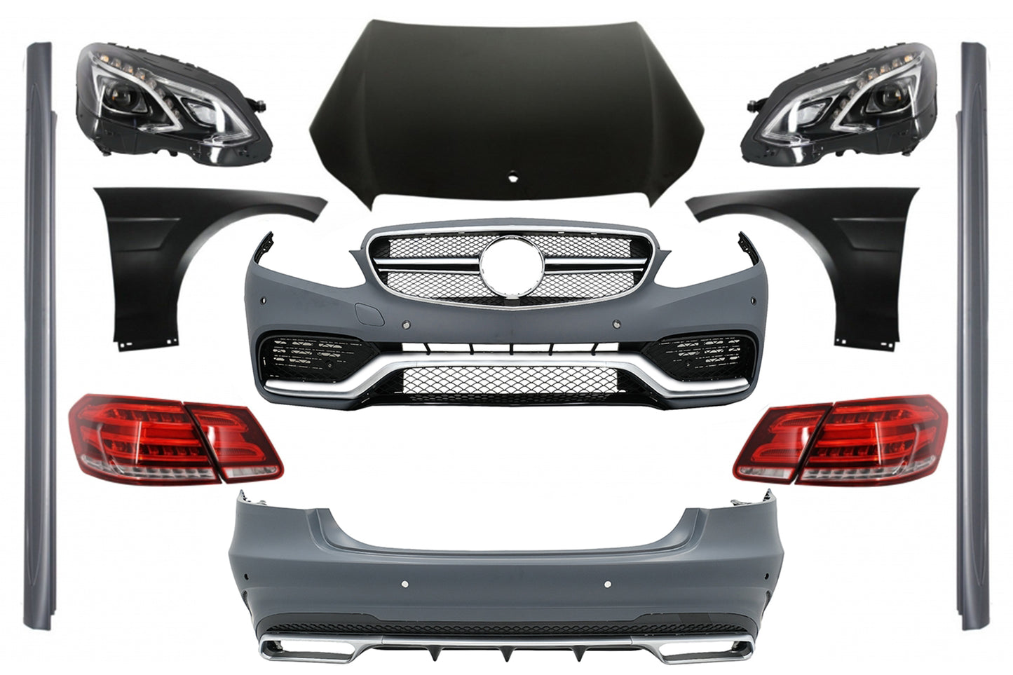 Bodykit für MERCEDES E W212 Facelift 13-16 E63 Look LED Scheinwerfer Rückleuchten CarPartsTuning